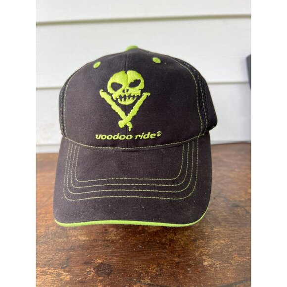 Vintage Dale Earnhardt Jr Voodoo Ride Black & Neon Green Skull Logo Mesh Back Ca - Picture 1 of 4
